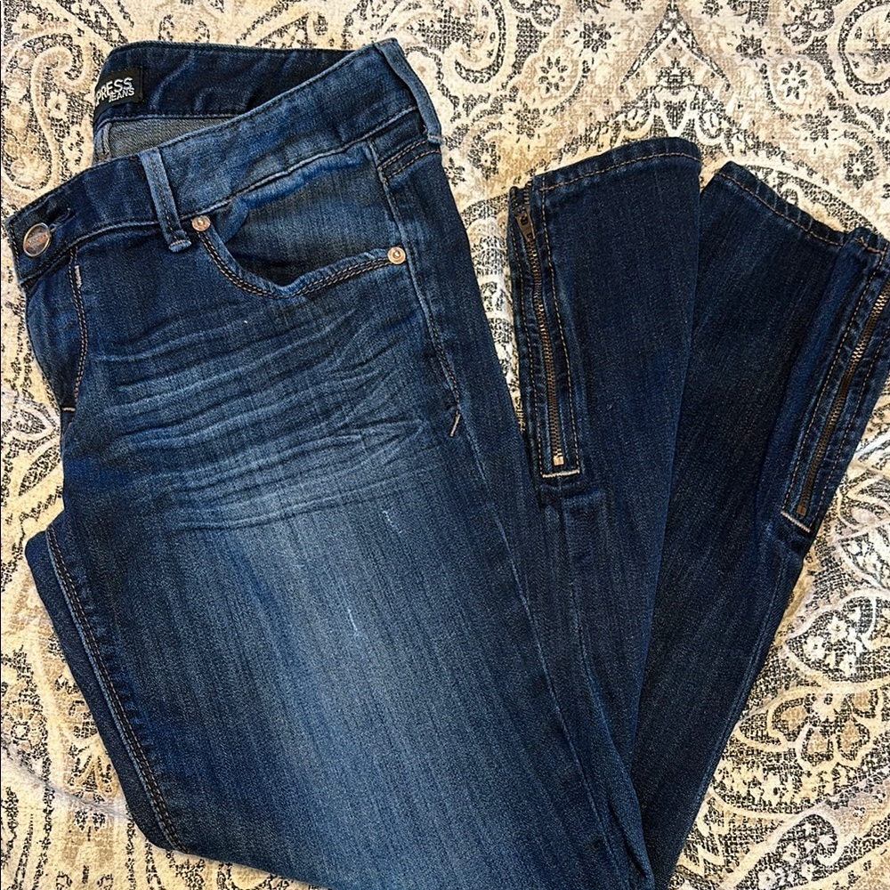Express Women's Dark Blue Ankle Jeans